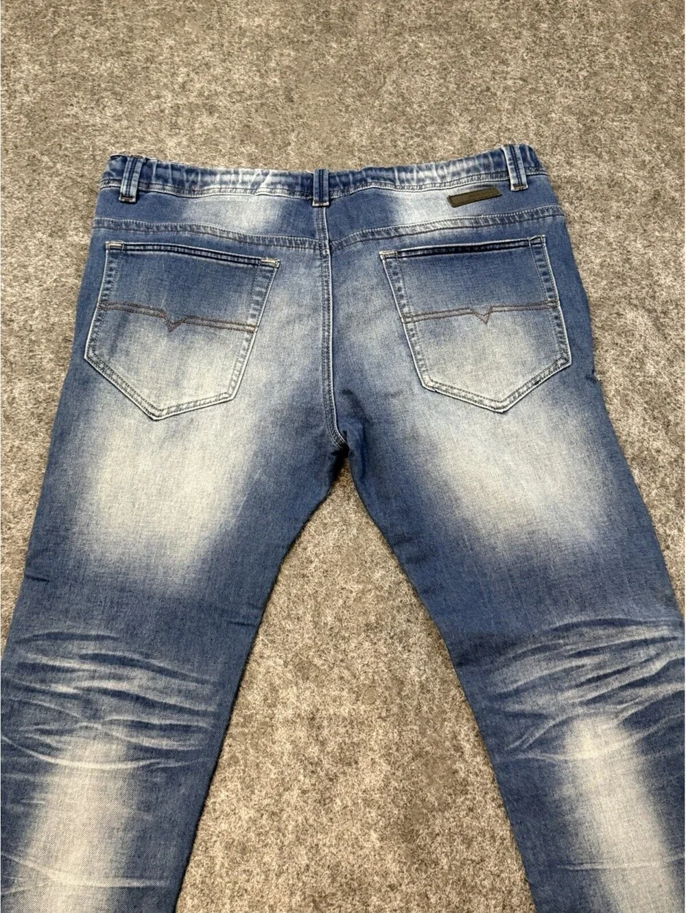 Diesel Krooley Denim Sweatogg Jeans Men’s 32 Blue Distressed Drawstring Italy